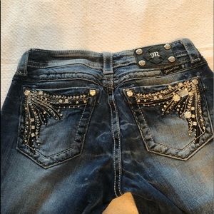 Miss Me Blue Boot Cut Jeans with Silver Embellishments